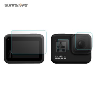 Sunnylife 3 in 1 เลนส์ + ด้านหลัง + ฟิล์มกระจกนิรภัยกันรอยหน้าจอด้านหน้า สําหรับ GoPro HERO 12 11 10 9 8 สีดํา