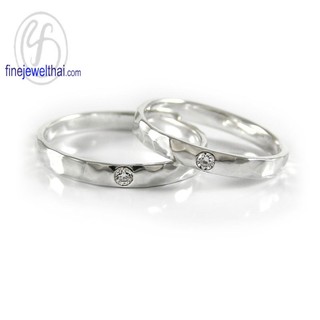 Finejewelthai แหวนเพชร-แหวนเงิน-แหวนคู่-เงินแท้-เพชรสังเคราะห์-Couple-Diamond CZ-Silver-Wedding-Ring - RC1228cz
