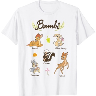 เสื้อยืดผ้าฝ้ายพรีเมี่ยม เสื้อยืด พิมพ์ลายตัวละคร Disney Bambi