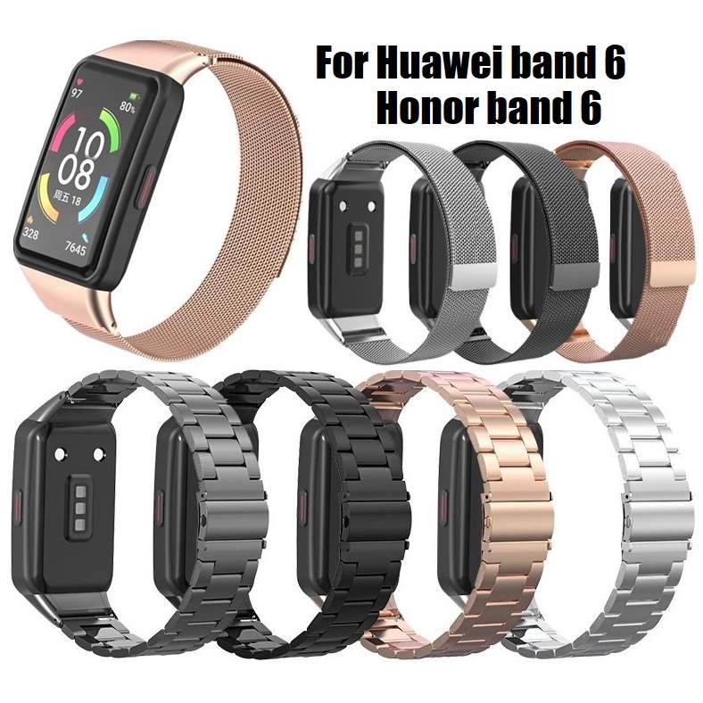 ภาพหน้าปกสินค้าสาย Huawei band 6 สาย เหล็กกล้าไร้สนิม สายนาฬิกา Honor band 6 แม่เหล็ก สาย Huawei band 6 Strap Magnetic Loop metal Strap จากร้าน ft.th บน Shopee