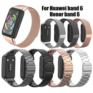 ภาพหน้าปกสินค้าสาย Huawei band 6 สาย เหล็กกล้าไร้สนิม สายนาฬิกา Honor band 6 แม่เหล็ก สาย Huawei band 6 Strap  Magnetic Loop metal Strap ที่เกี่ยวข้อง