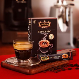 Espresso KING COFFEE กาแฟคิงคอฟฟี่เอสเพรสโซ่ กาแฟเวียดนาม กาแฟดำที่ดีที่สุด กาแฟเพียวแบล็คกาแฟสำเร็จรูป 15 ซอง@2.5 กรัม