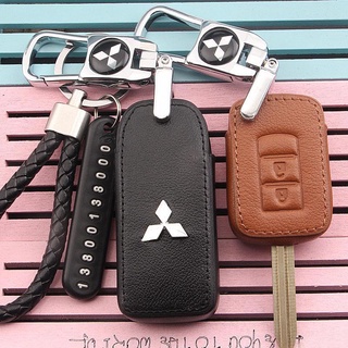 🚗เคสกุญแจรถยนต์ มิตซูบิชิ🚗Key cover เคสกุญแจรถยนต์ Mitsubishi กุญแจรถป้องกัน ซองกุญแจหนังแท้ เคสกุญแจรีโมท