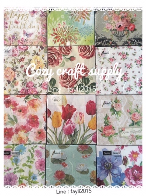 cozy-craft-กระดาษแนปกิ้น-napkin-เดคูพาจ-decoupage-งานยุโรป-คุณภาพดี-100-แผ่น-คละลาย