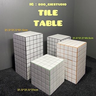 Tile Table โต๊ะข้างกระเบื้องโมเสค(กลาง),ตกแต่งห้อง คาเฟ่,โต๊ะวางของ