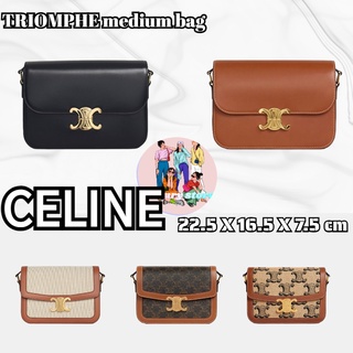 CELINE/CELINETRIOMPHE กระเป๋าถือหนังวัวเคลือบเงาขนาดกลาง/กระเป๋าสะพาย/นำเข้ายุโรป