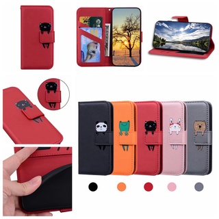 เคสโทรศัพท์หนัง PU TPU นิ่ม แบบฝาพับแม่เหล็ก ลายการ์ตูนสัตว์ พร้อมช่องใส่บัตร และขาตั้ง สําหรับ Google Pixel 6A