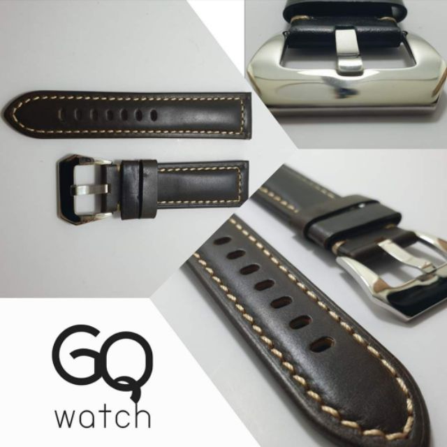 ภาพหน้าปกสินค้าGQ watch สายนาฬิกา สายหนังแท้ เรียบหรู รุ่น Classic Vintage wristwatch strap genuine leather : seiko panerai smartwatch