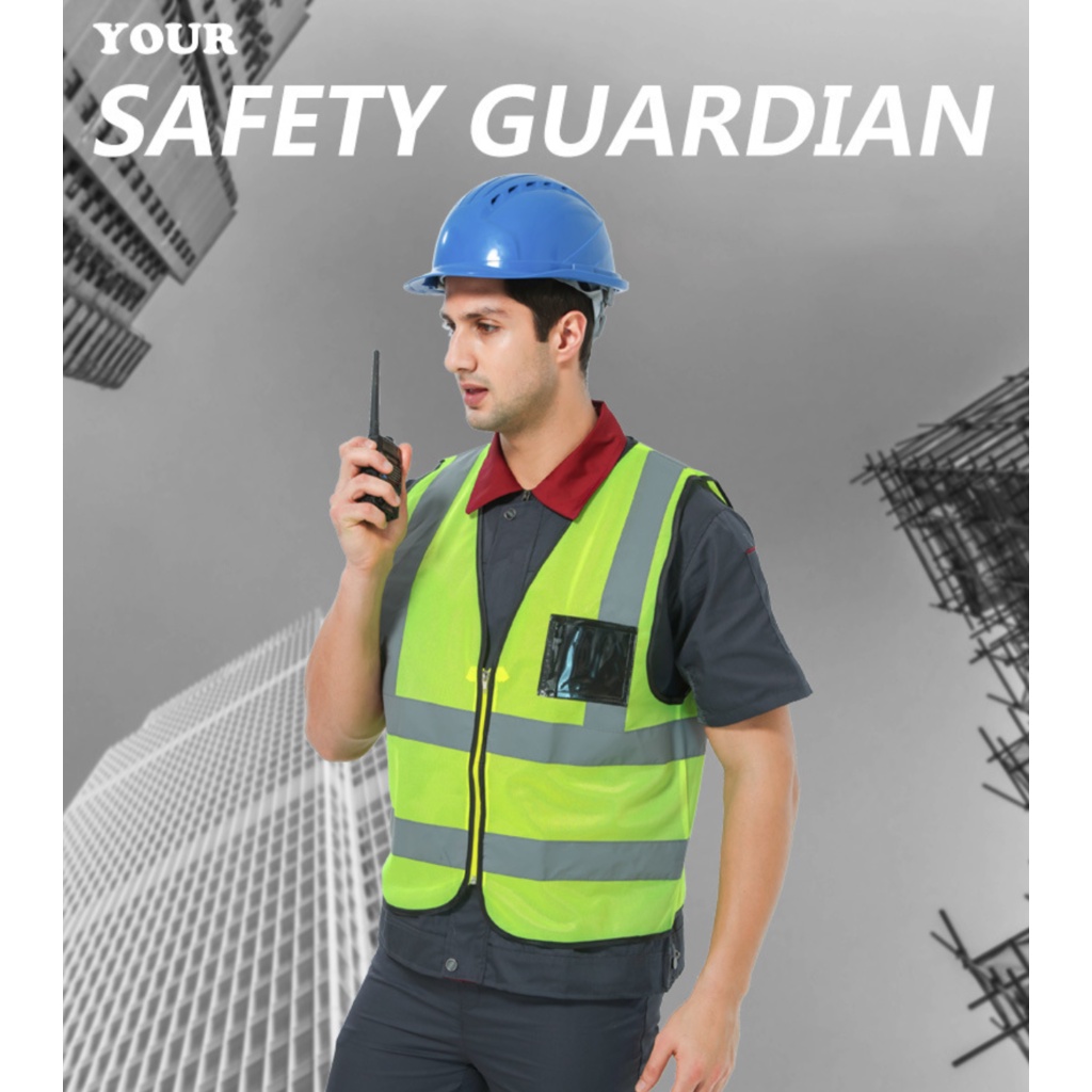 เสื้อสะท้อนแสงรุ่นเต็มตัว-suresafe-safety-vest-มีช่องเสียบบัตรและปากกา-ขายส่ง-ราคาถูก