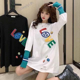 การ์ตูน การพิมพ์ ประกบ ความคมชัดของสี เสื้อยืดแขนยาว S-4XL