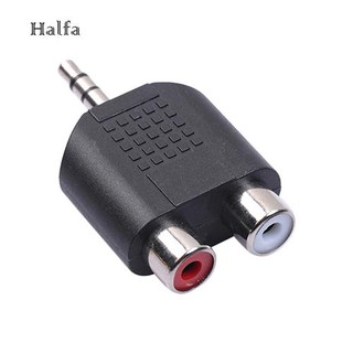 Hl☆สายเคเบิลสีดํา เป็นอะแดปเตอร์วิดีโอเสียง RCA ตัวผู้ 3.5 มม. เป็นตัวเมียคู่