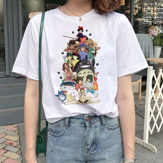 Totoro Spirit Away T Shirt Studio Ghibli Femme Japanese Cartoon Anime Women Tshirt T-shirt Clothes Female Kawaiiเสื้อยืด