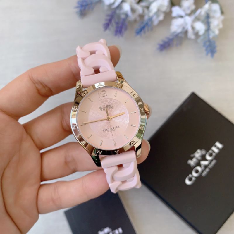 สด-ผ่อน-นาฬิกาสายยางซิลิโคนชมพู-เปียเกลียว-14503418-หน้าปัด-34-mm-coach-womens-gold-boyfriend-black-silicone-strap