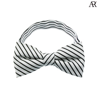 ANGELINO RUFOLO Bow Tie ผ้าไหมทอผสมคอตตอนคุณภาพเยี่ยม โบว์หูกระต่ายผู้ชาย ดีไซน์ Stripe Pattern สีดำ/ขาว/ม่วง/ชมพู/เทา
