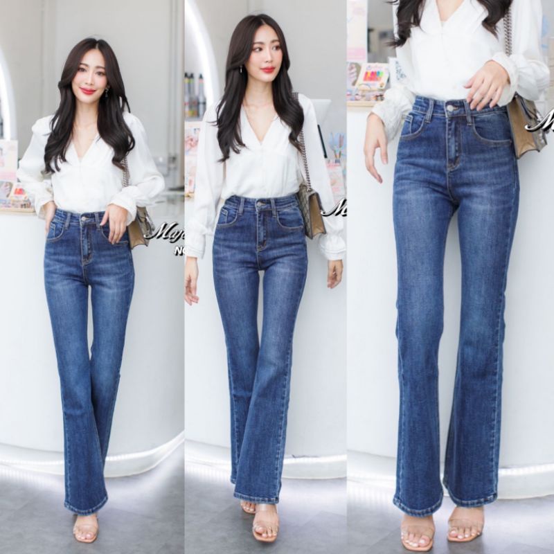 jh2118-มีs-xl-ยีนส์ยืดขาม้า-ยีนส์ขาบาน-ขาม้า-jeans-house