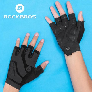 สินค้า Rockbros ถุงมือครึ่งนิ้วกันลื่นระบายอากาศสําหรับปั่นจักรยาน