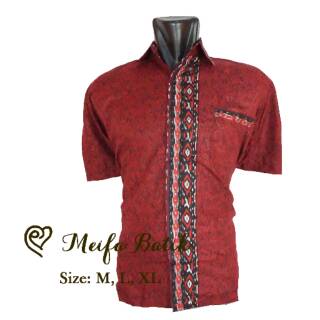 Meifa BATIK เสื้อเชิ้ต Mega Mendung สีแดง | ผ้าบาติกด้านบน | เสื้อเชิ้ต สําหรับผู้ชาย |  รถเข็นเด็ก