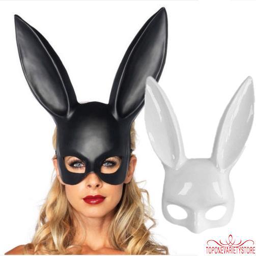 ภาพหน้าปกสินค้าหน้ากากหูกระต่าย สีดำและสีขาว สำหรับงานฮาโลวีน ที่เกี่ยวข้อง