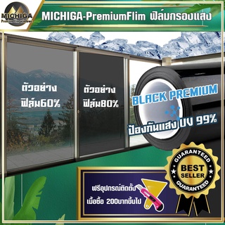 MICHIGA Premium Flim ฟิล์มดำ ฟิล์มกระจก ประตู ติดบ้าน,อาคาร,รถยนต์ ฟิล์มกรองเเสง กันความร้อน ตัดแบ่งขาย ติดตั้งง่าย