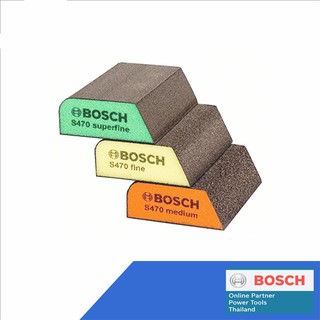 Bosch ฟองน้ำ ขัดเหลี่ยมรูปโค้ง ขัด 4 ด้าน Best for Profile 3 ชิ้น