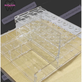 [ลดพิเศษ]28 holes Clear plastic Stand for Dental materials, composites, microbrushes  - large with Applicators box