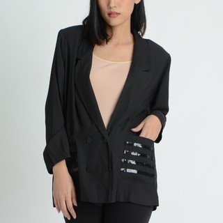 Guy Laroche SHAPE UP JACKET BASIC แจ๊คเก็ตกีลาโรช เสื้อแจ็คเก๊ต แขนยาว สีดำ (GM2CBL)