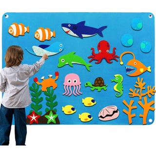 Montessori Story Board DIY กระดานสักหลาด ของเล่นแผนภูมิผนัง เด็กวัยหัดเดิน สัตว์ทะเล เด็กวัยหัดเดิน ของเล่นเพื่อการเรียนรู้ในช่วงต้น