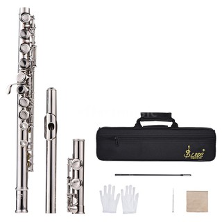 Western Concert Flute Silver Plated 16 Holes C Key Cupronickel Woodwind Instrume