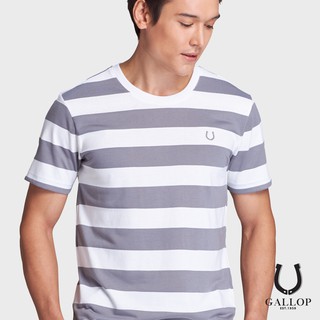 ภาพขนาดย่อของสินค้าGALLOP : เสื้อยืดคอกลมลายริ้ว BASIC -T-SHIRT (Round-necked) รุ่น GT9072 สีเทา