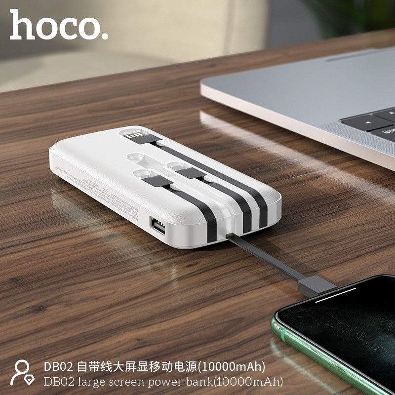 Hoco DB02 powerbank 10000Mah มาพร้อมสาย 4 เส้นในตัว พร้อมส่ง 2 สี ใช้ ...
