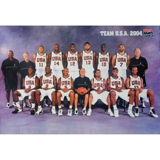 โปสเตอร์ รูปถ่าย ทีมนักกีฬา บาส USA U.S. Olympic Teams 2004 POSTER 24”x35” นิ้ว Photo Basketball Team