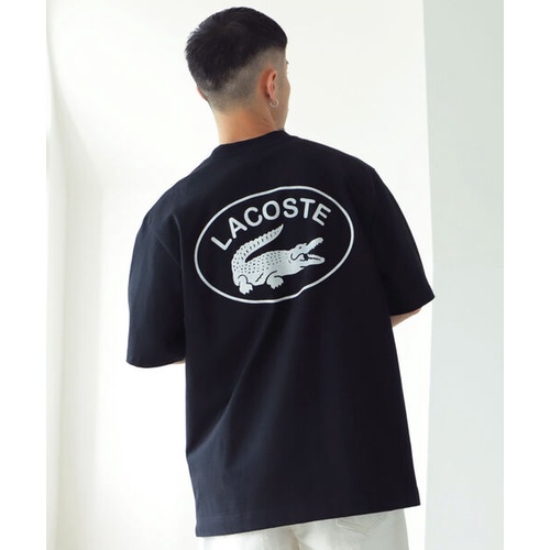 lacoste-beams-big-croco-เสื้อยืดลําลองแฟชั่นสําหรับผู้ชายผู้หญิงแขนสั้นพิมพ์ลายจระเข้