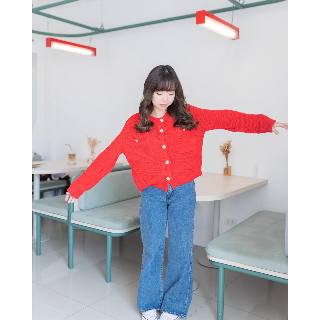 Code : Classy cardigan (Red/cream/purple/chocolate/green) | Shopee Thailand