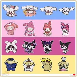 ♥ แผ่นสติกเกอร์ ลายการ์ตูน Cinnamoroll Melody Kuromi Pom Pom Purin มีกาวในตัว สีหวาน สําหรับติดตกแต่ง ♥ แผ่นแพทช์รีดติดเสื้อ ปักลาย DIY 1 ชิ้น