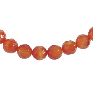 ลูกปัดหินแท้รปทรงกลมเจียรเหลี่ยมโมราส้ม (Faceted Round Carnelian) 14 mm