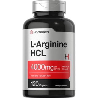 สินค้า Horbaach L-Arginine HCL 4,000 mg 120 Caplets แอล-อาร์จินีน กรดอะมิโนจำเป็นในการสังเคราะห์โปรตีน Arginine