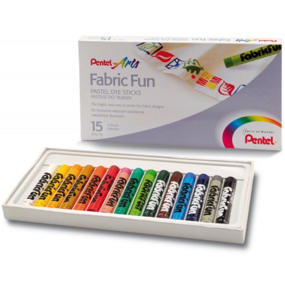 สีชอล์ก-เพ้นท์ผ้า-15-สี-pentel-arts-fabric-fun-สีเทียน-เขียนผ้า-สีเขียนผ้า-สีชอล์คเพนท์ผ้า