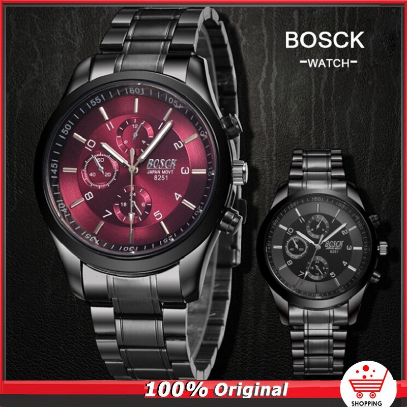 bosck-แบรนด์หรูควอตซ์นาฬิกาผู้ชายสแตนเลสกันน้ำ