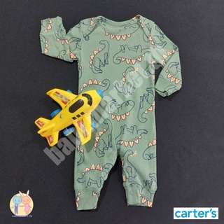 ของใหม่ รอมเปอร์เด็ก แขนยาว Unisex Carters คาร์เตอร์ สีเขียว ลายไดโนเสาร์