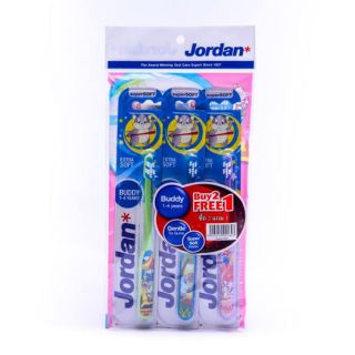 สินค้า แปรงสีฟันเด็ก Jordan เบบี้ บัดดี้ อายุ 1-4 ปี รุ่น 2 ฟรี 1 แปรงสีฟันเด็กจอร์แดน  จอแดน