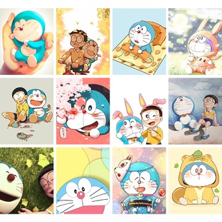 Drofe 【40X50ซม.】ภาพวาดจิตรกรรมบนผ้าใบลาย Doraemon สําหรับติดตกแต่งผนังบ้าน