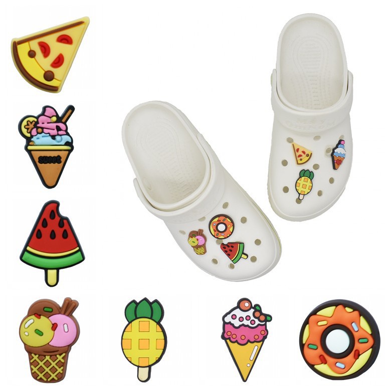 หมุดติดรองเท้า-crocs-jibbitz-รูปไอศกรีม-เค้ก-พิซซ่า-หลากสีสัน-diy