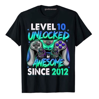 เสื้อยืด พิมพ์ลาย Level 10 Unlocked Awesome Since 2012 10th Birthday แฟชั่น สําหรับผู้ชายS-5XL