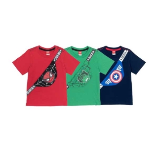 Marvel T-shirt Spider-Man Hulk Captain America - เสื้อยืดเด็กผู้ชายลายมาร์เวล เสื้อติดกระเป๋า สไปเดอร์แมน ฮัค กับตันแเมริกา สินค้าลิขสิทธ์แท้100%