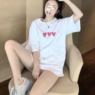 fashiongirl1688 เสื้อโอเวอร์ไซส์แขนสั้น เสื้อผ้าวัยรุ่นแฟชั่นเกาหลี พิมพ์ลาย คอกลม สตรี  พร้อมส่ง