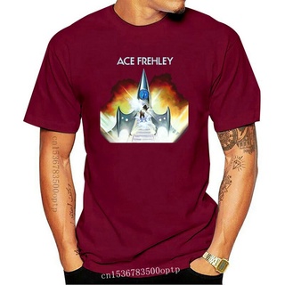 คอลูกเรือเสื้อยืดคอกลมขายดี เสื้อยืดลําลอง แขนสั้น พิมพ์ลาย Ace Frehley Space Invader V8 สีดํา S-5 IJelap40GDenhj33ผ้าฝ้