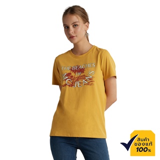❈☆❈Mc Jeans เสื้อยืดแขนสั้นผู้หญิง คอกลม สีเหลือง ผ้านุ่ม ระบายอากาศได้ดี MTSZ856