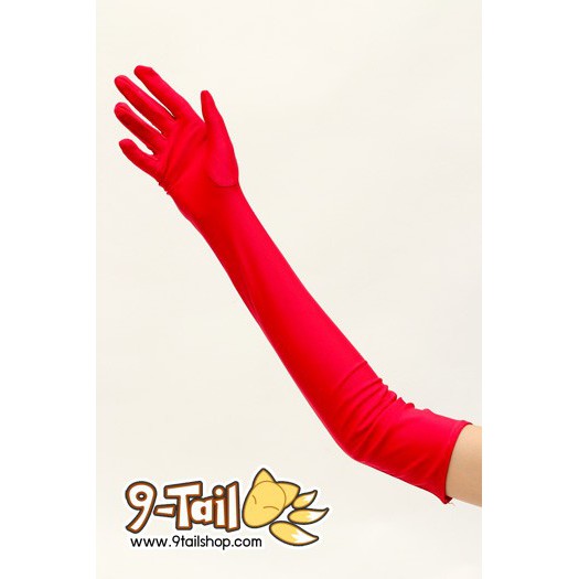 ถุงมือผ้า-ยาวถึงศอก-สีแดง