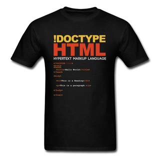 Geek เสื้อยืด ผ้าฝ้าย พิมพ์ลายตัวอักษร Html สีดํา แฟชั่นฤดูร้อน สําหรับผู้ชายS-5XL