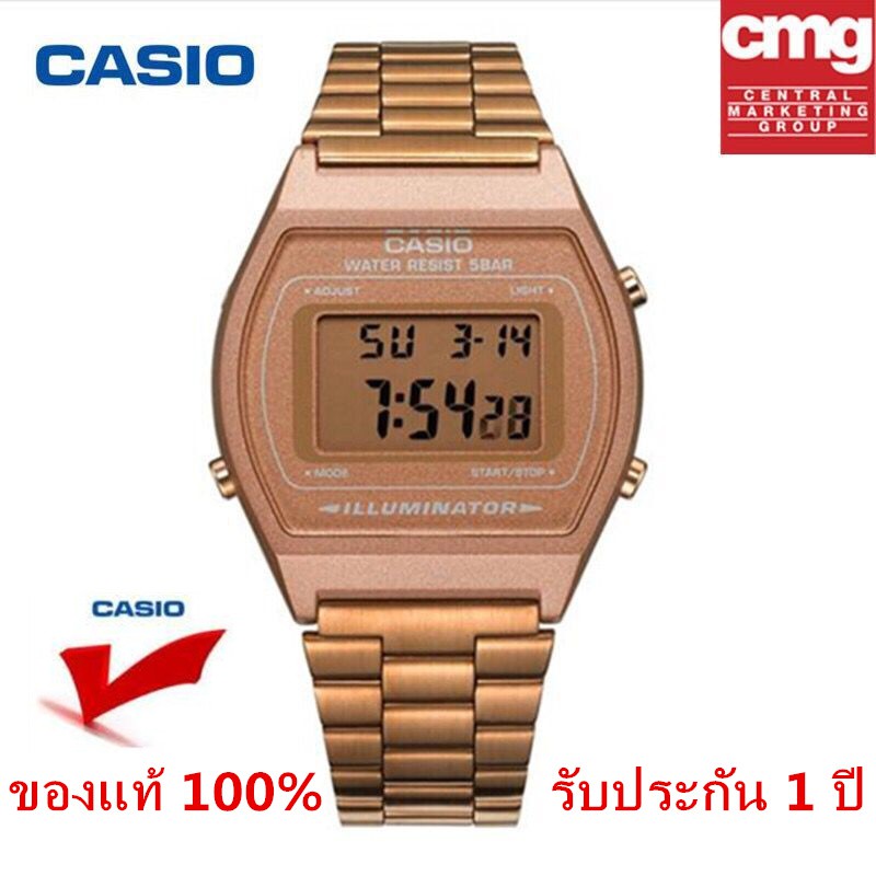 ภาพหน้าปกสินค้านาฬิกา Casio (ประกัน CMG 1 ปี) นาฬิกาข้อมือผู้หญิง B640WC-5ADF สายสแตนเลสเคลือบทอง